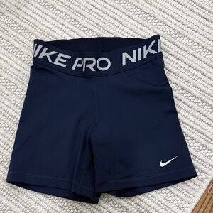 Nike Navy Pro Compression Shorts with White Swoosh